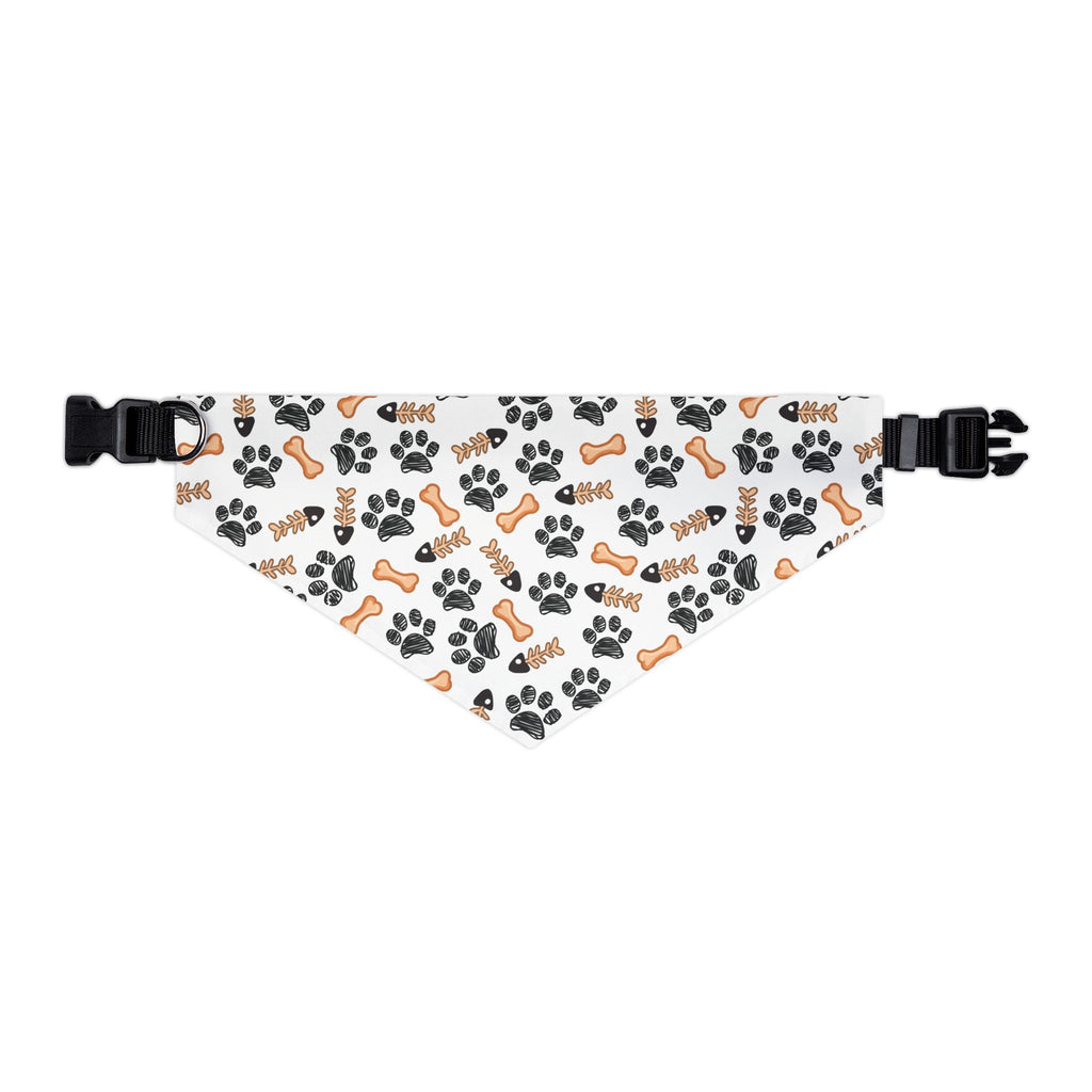 Paw Prints & Bones Pet Bandana Collar — Cute Dog Bandana with 'Woof' Pattern