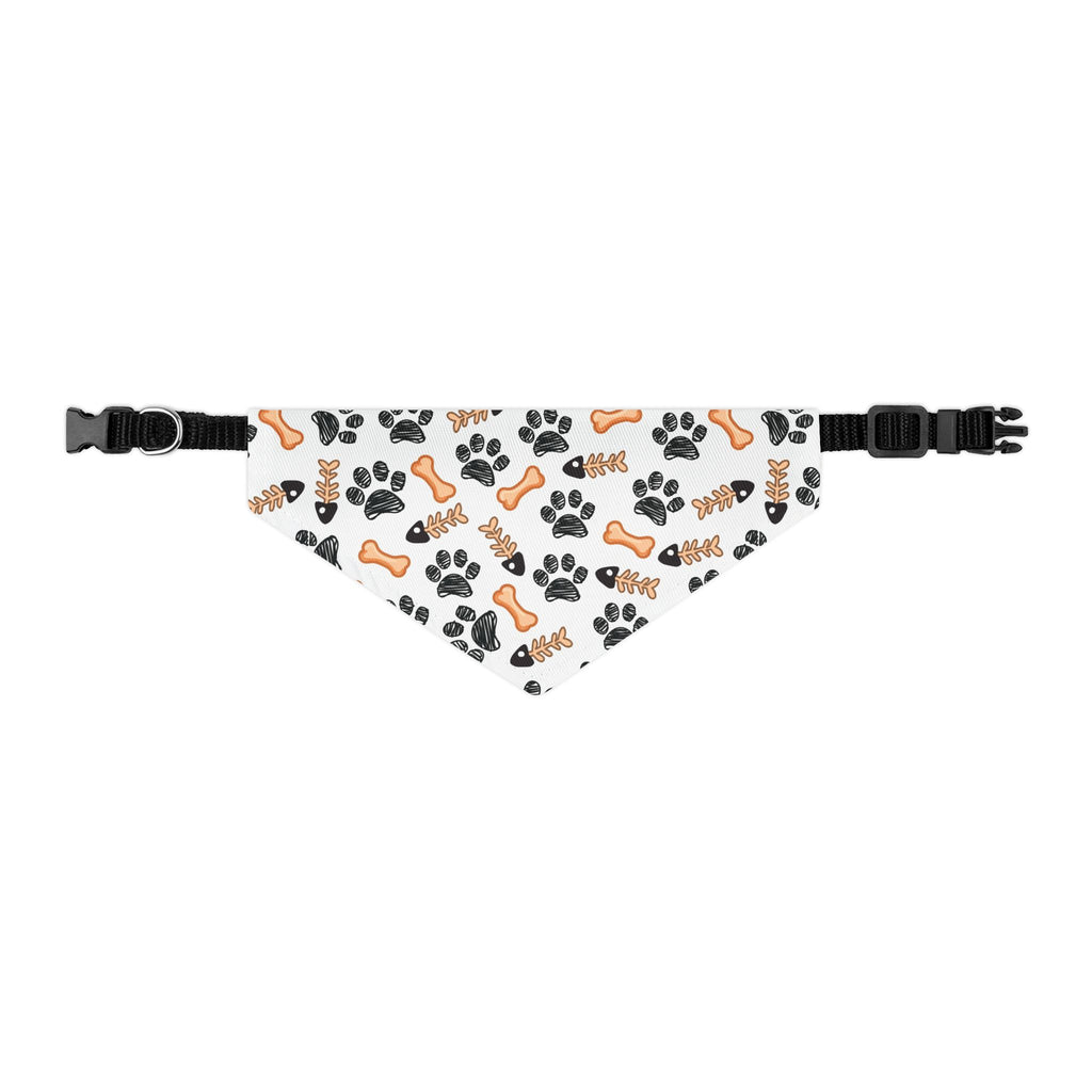 Paw Prints & Bones Pet Bandana Collar — Cute Dog Bandana with 'Woof' Pattern