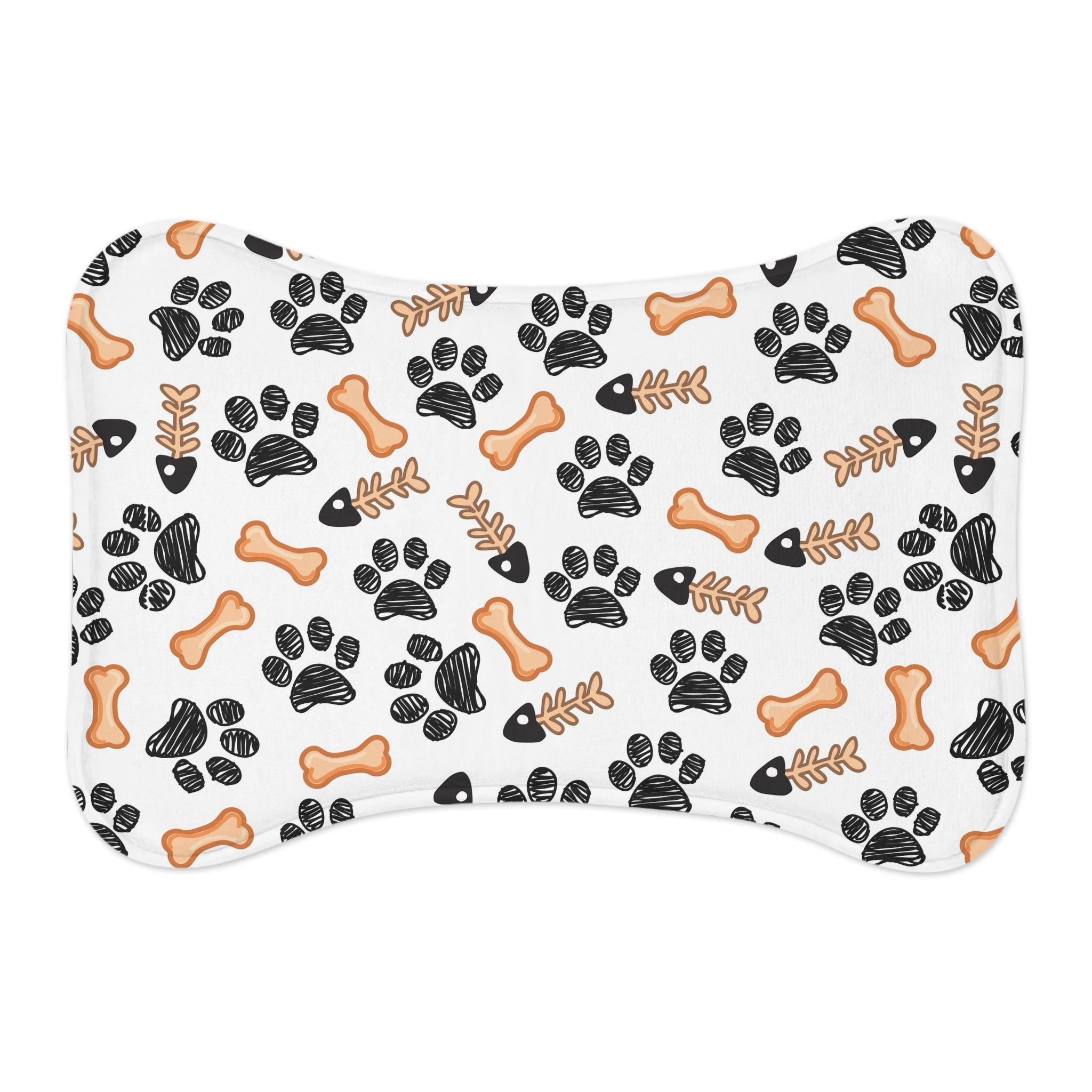Non-Slip Pet Feeding Mat — Paw Print & Bone Spill-Proof Bowl Placemat for Dogs & Cats