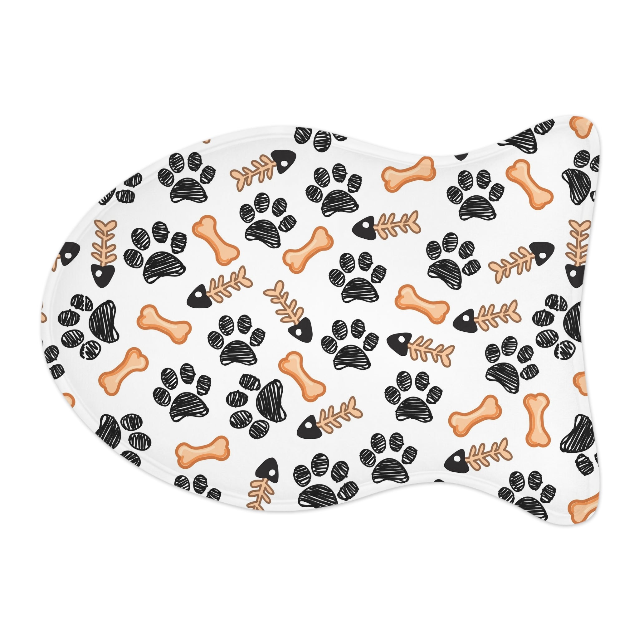 Non-Slip Pet Feeding Mat — Paw Print & Bone Spill-Proof Bowl Placemat for Dogs & Cats