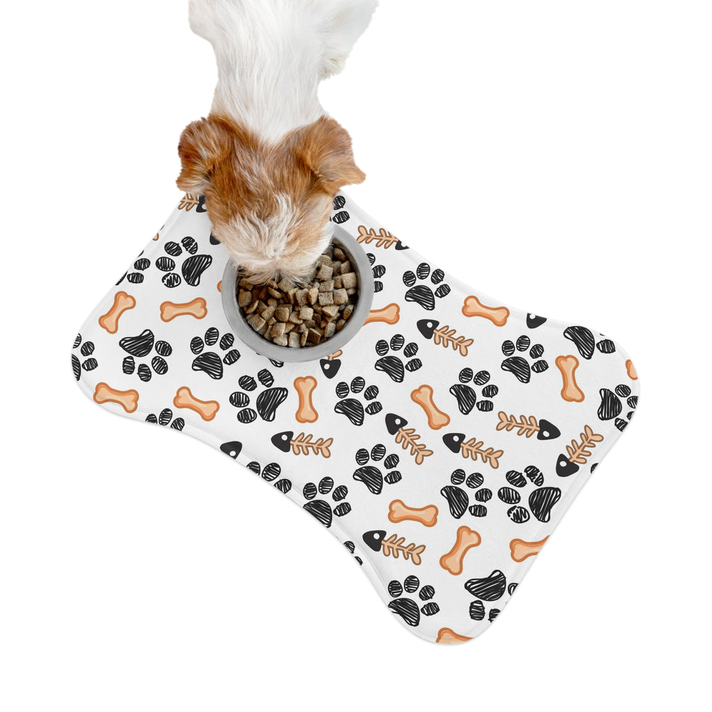 Non-Slip Pet Feeding Mat — Paw Print & Bone Spill-Proof Bowl Placemat for Dogs & Cats