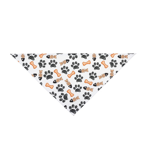 Dog Bandana with Paw Prints & Bones Pattern — Cute Pet Bandana Accessory