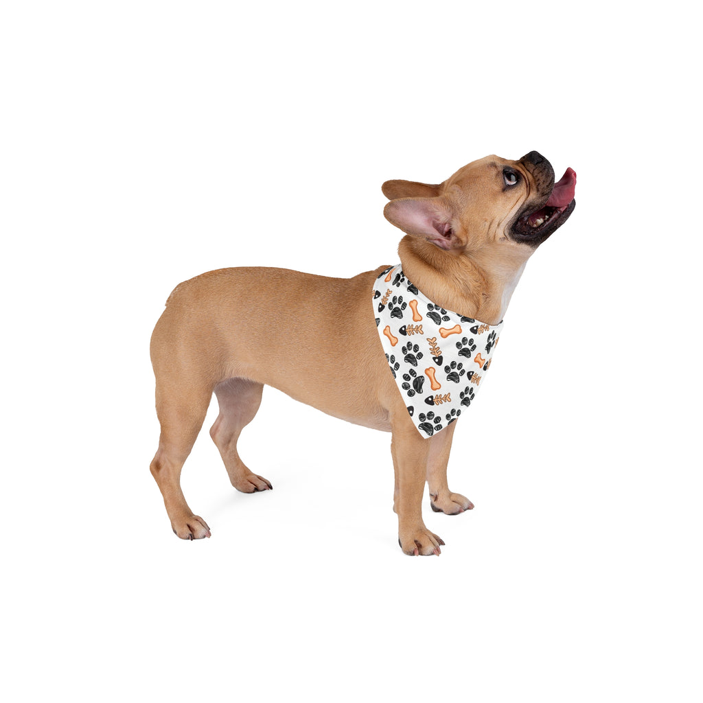 Dog Bandana with Paw Prints & Bones Pattern — Cute Pet Bandana Accessory