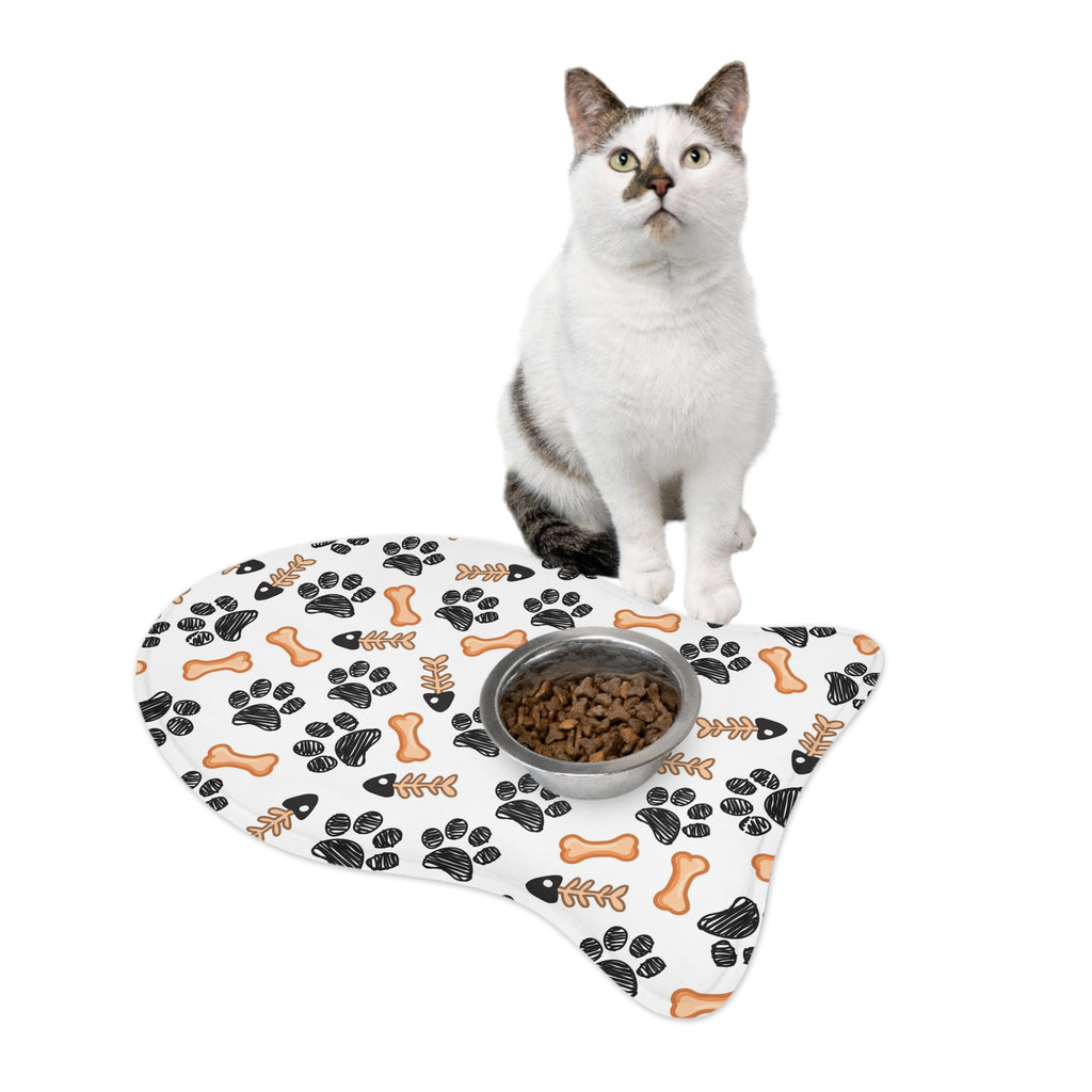 Non-Slip Pet Feeding Mat — Paw Print & Bone Spill-Proof Bowl Placemat for Dogs & Cats