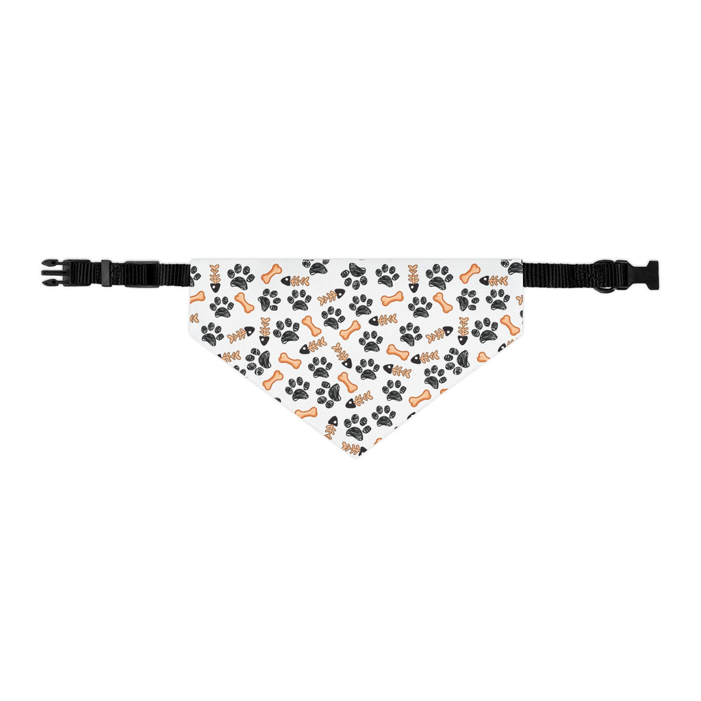 Paw Prints & Bones Pet Bandana Collar — Cute Dog Bandana with 'Woof' Pattern