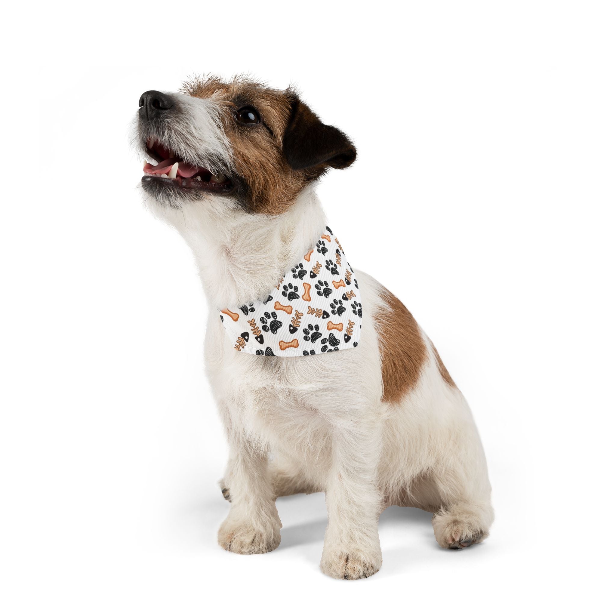 Paw Prints & Bones Pet Bandana Collar — Cute Dog Bandana with 'Woof' Pattern