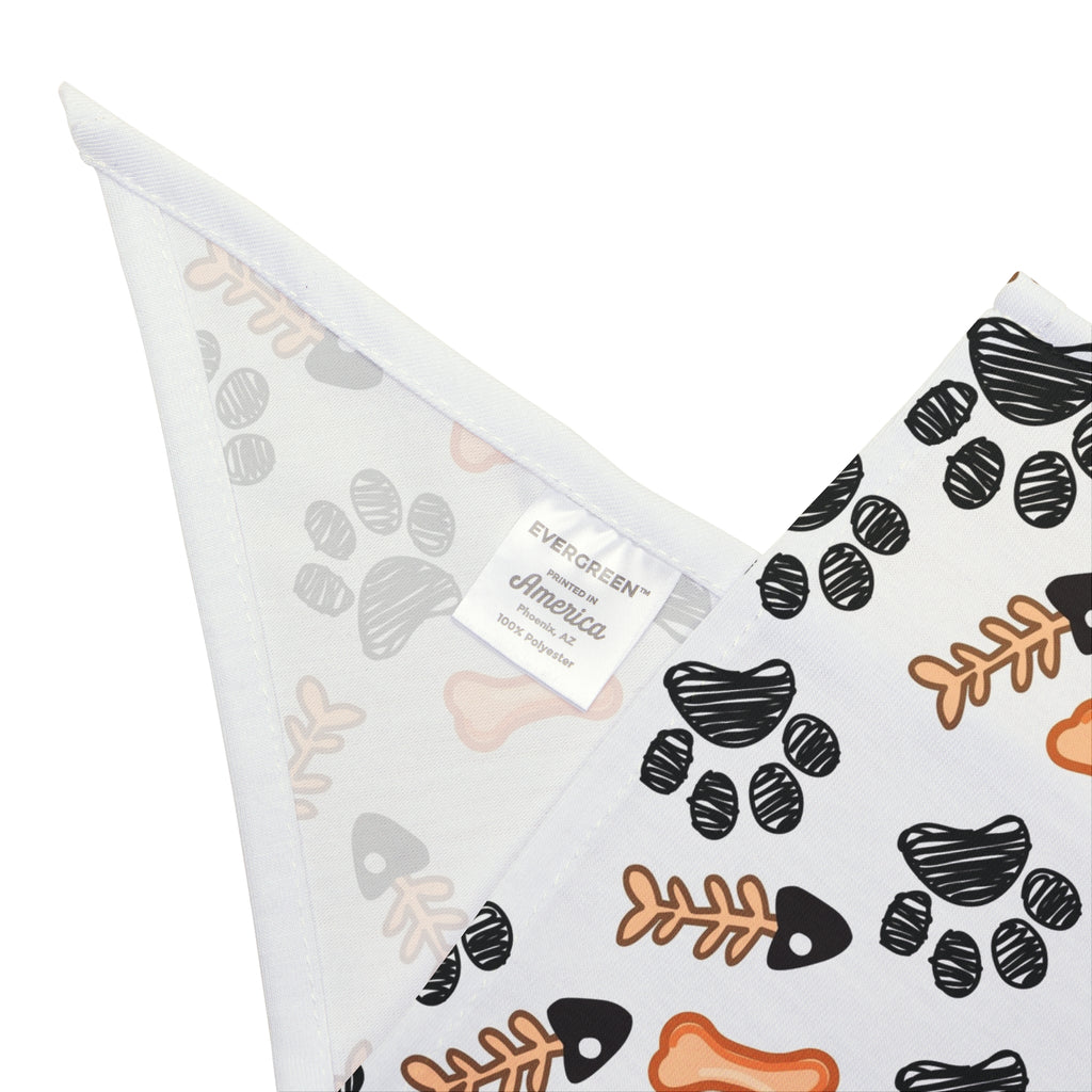 Dog Bandana with Paw Prints & Bones Pattern — Cute Pet Bandana Accessory