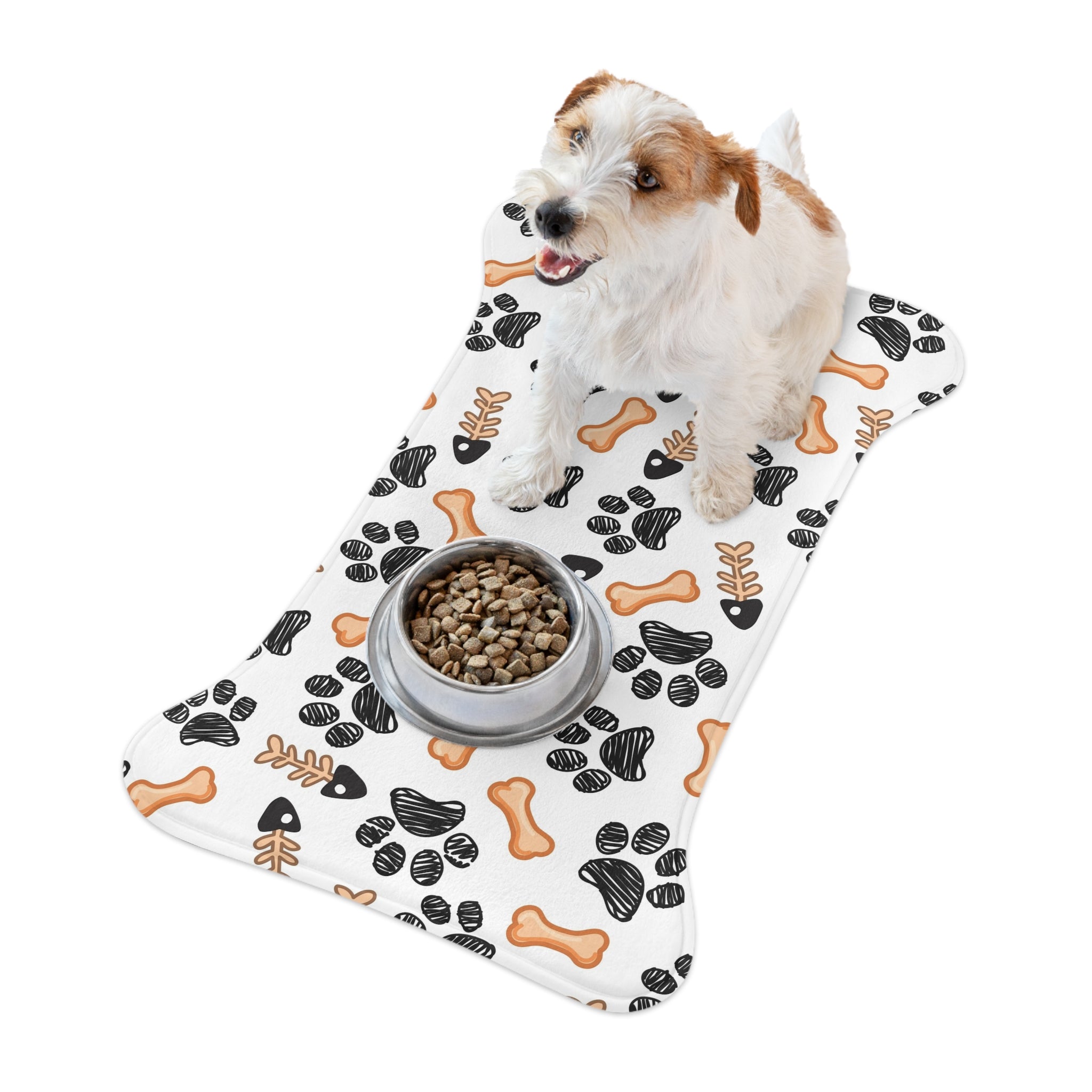 Non-Slip Pet Feeding Mat — Paw Print & Bone Spill-Proof Bowl Placemat for Dogs & Cats