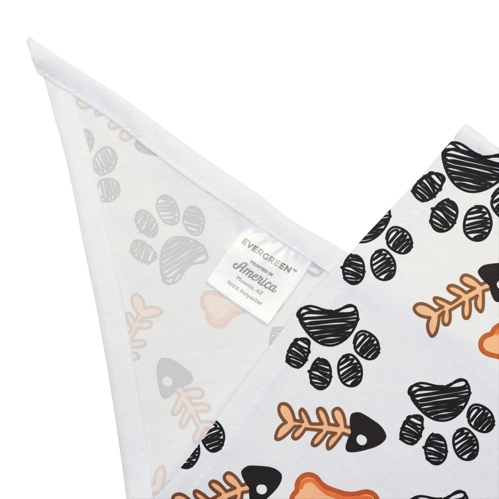Dog Bandana with Paw Prints & Bones Pattern — Cute Pet Bandana Accessory
