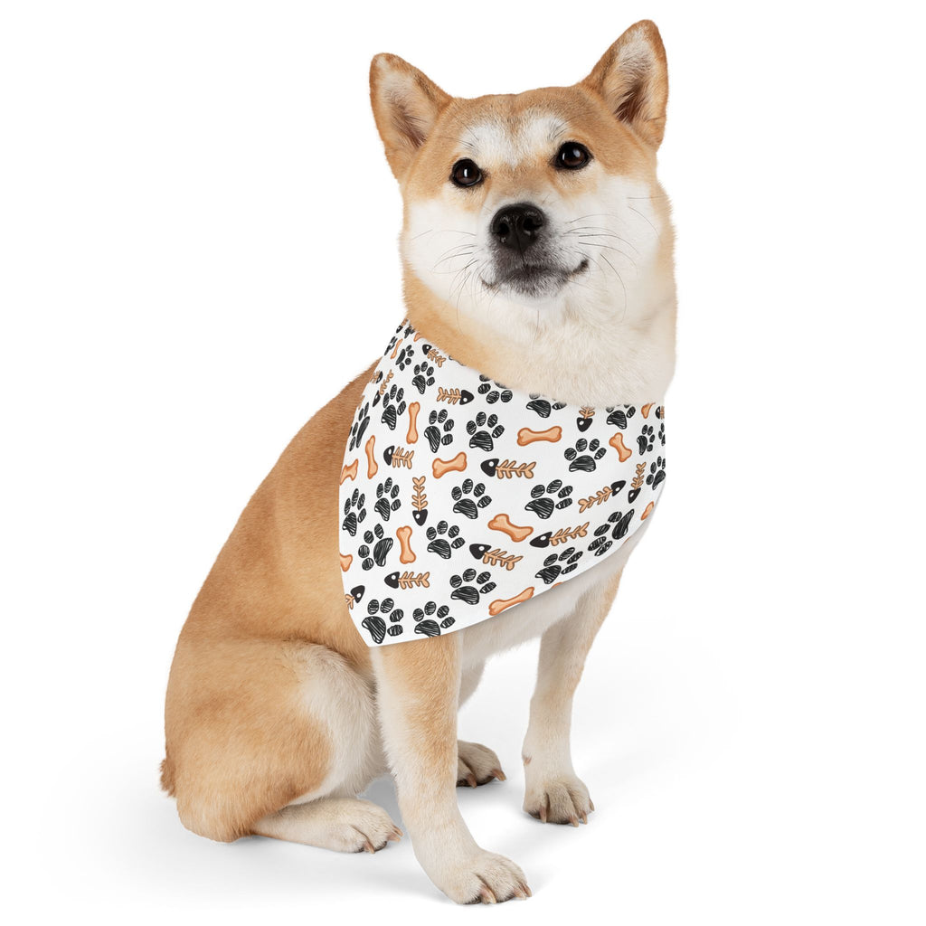 Paw Prints & Bones Pet Bandana Collar — Cute Dog Bandana with 'Woof' Pattern